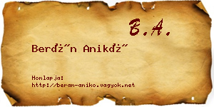 Berán Anikó névjegykártya